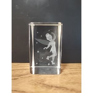 3d Laser Etched Crystal Glass Cube Peter Pans Tinkerbell